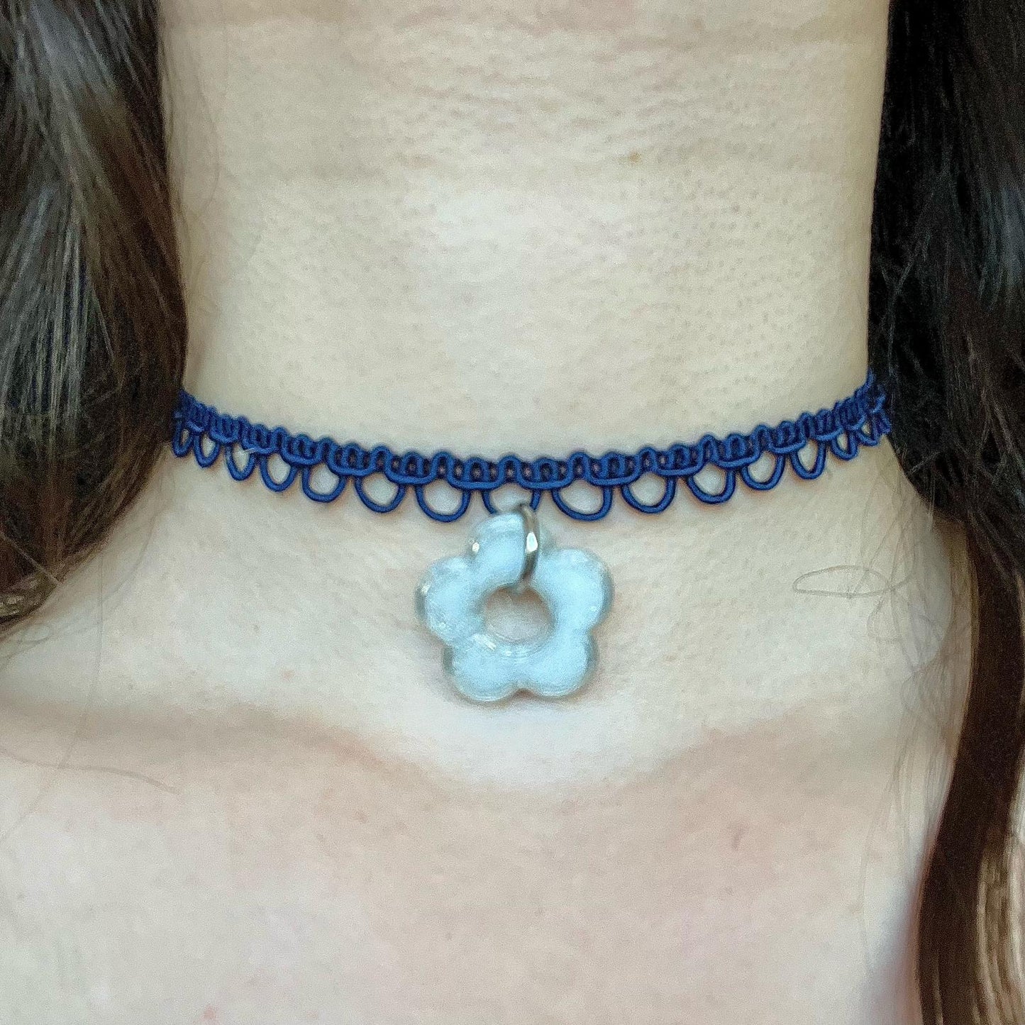 choker - garden lace blu